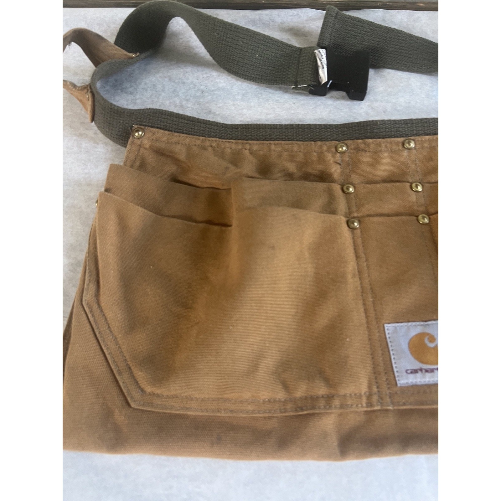 Vintage Carhartt A09 BRN Duck Canvas Tool Apron Waist Bag Made in USA Brown S/M