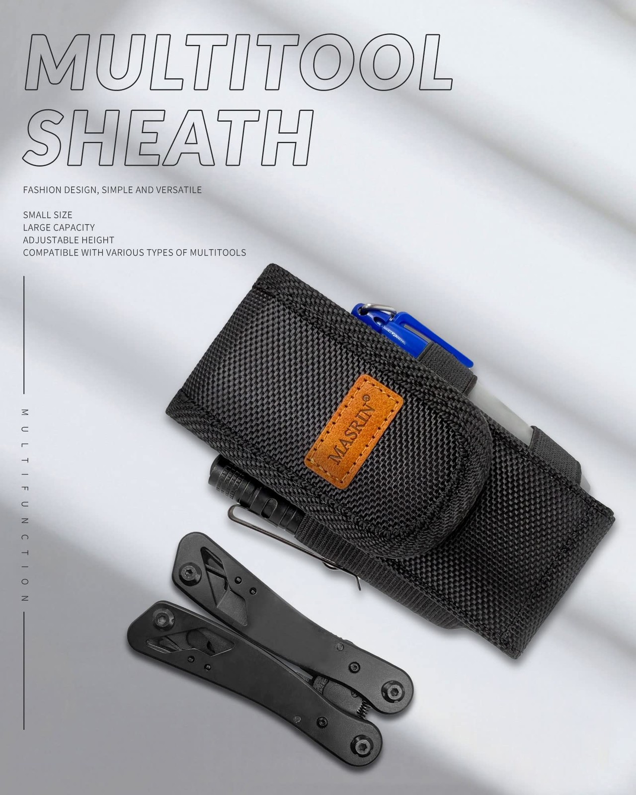 Multitool Sheath-EDC Pouch,Multi Tool Holster for Belt,Small Tactical Black