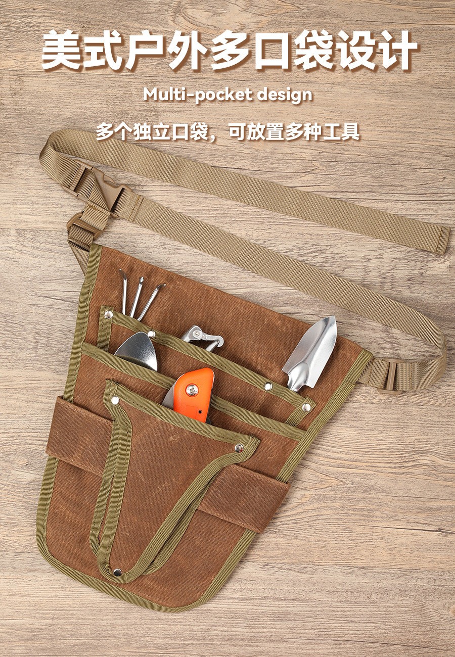 Canvas Weeding Tool Bag Wear-Resistant Storage Bag Waist Hanging Electrician Bag