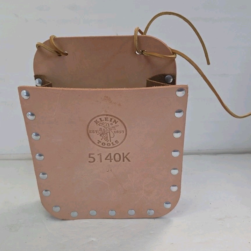Klein Tools 5140K Tool Bag Leather Bag Made of Riveted One Size USA 7″X7″ NOS