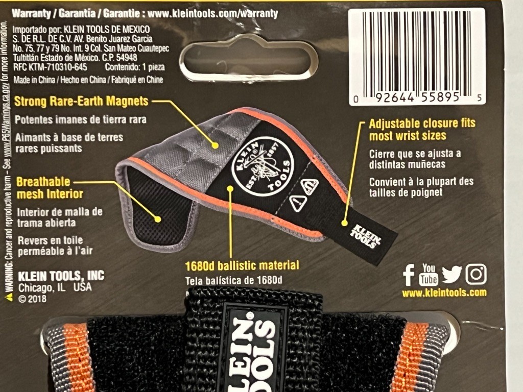 Klein Tools 55895 Tradesman Pro Magnetic Wristband – NEW
