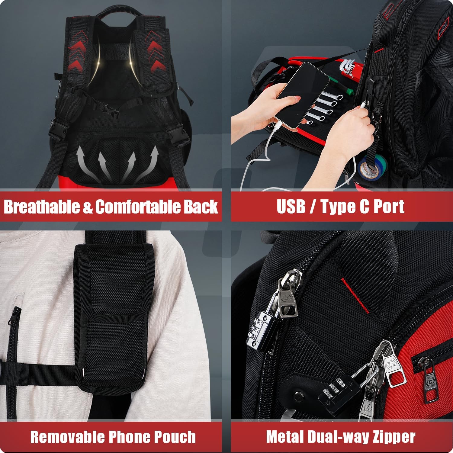 CRIPOP Tool Backpack, Heavy Duty Electrician Backpack with Waterproof Bottom …