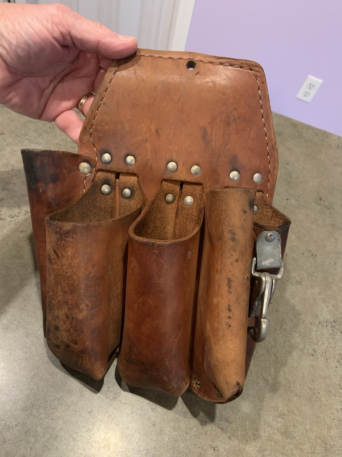 Vtg Buckingham 42266 5 Tool Pocket Leather Lineman’s Pouch Heavy Duty