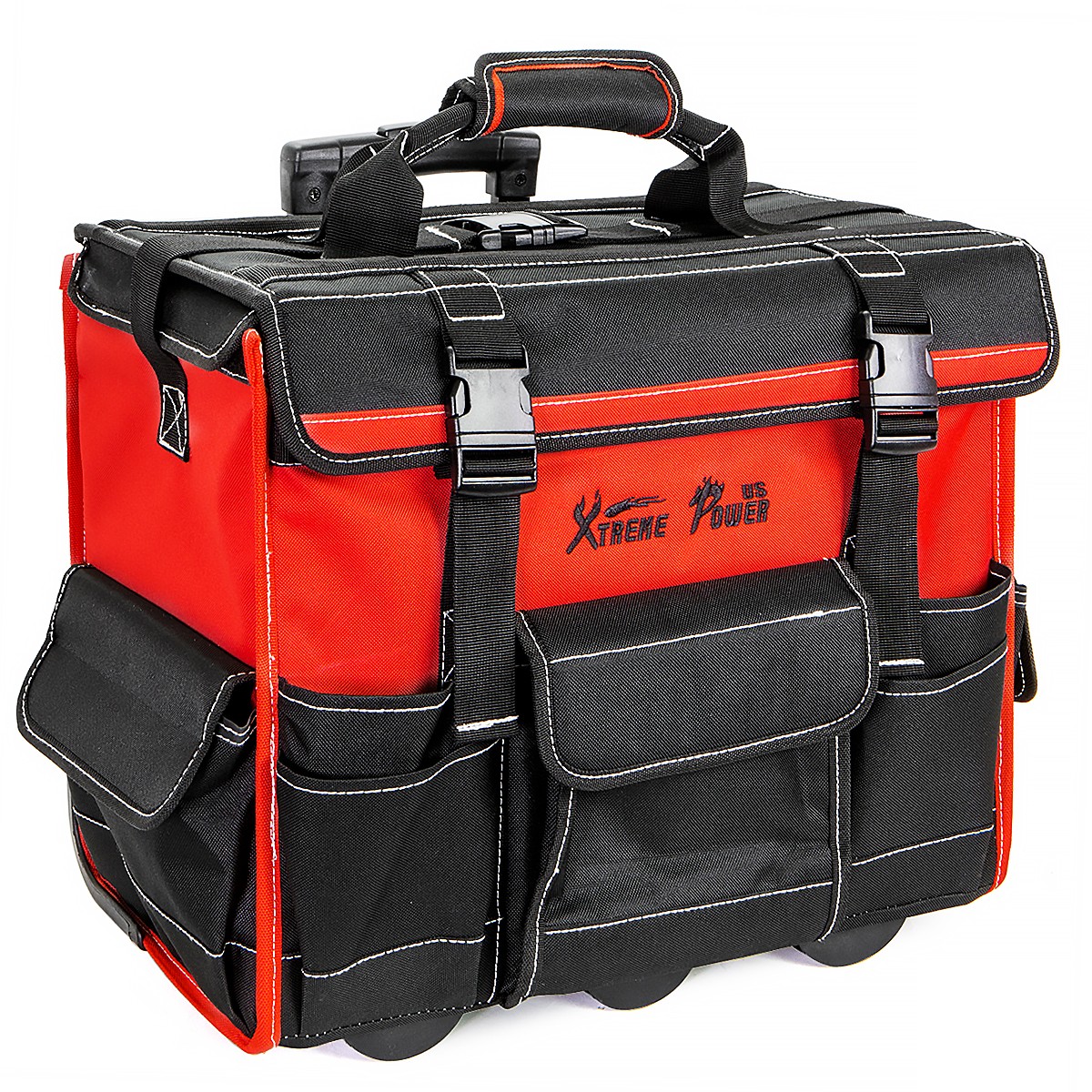 XtremepowerUS Rolling Tool Bag 18″ With Wheels Portable Storage Organizer