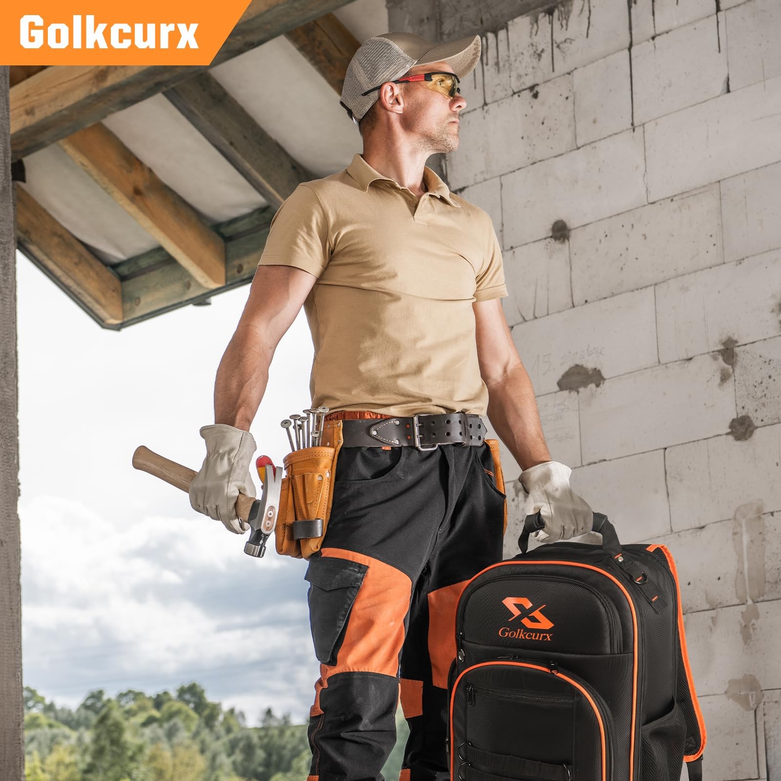 Golkcurx Tool Backpack, Heavy Duty Backpack Tool Bag, 1680D Tools Carrier for…