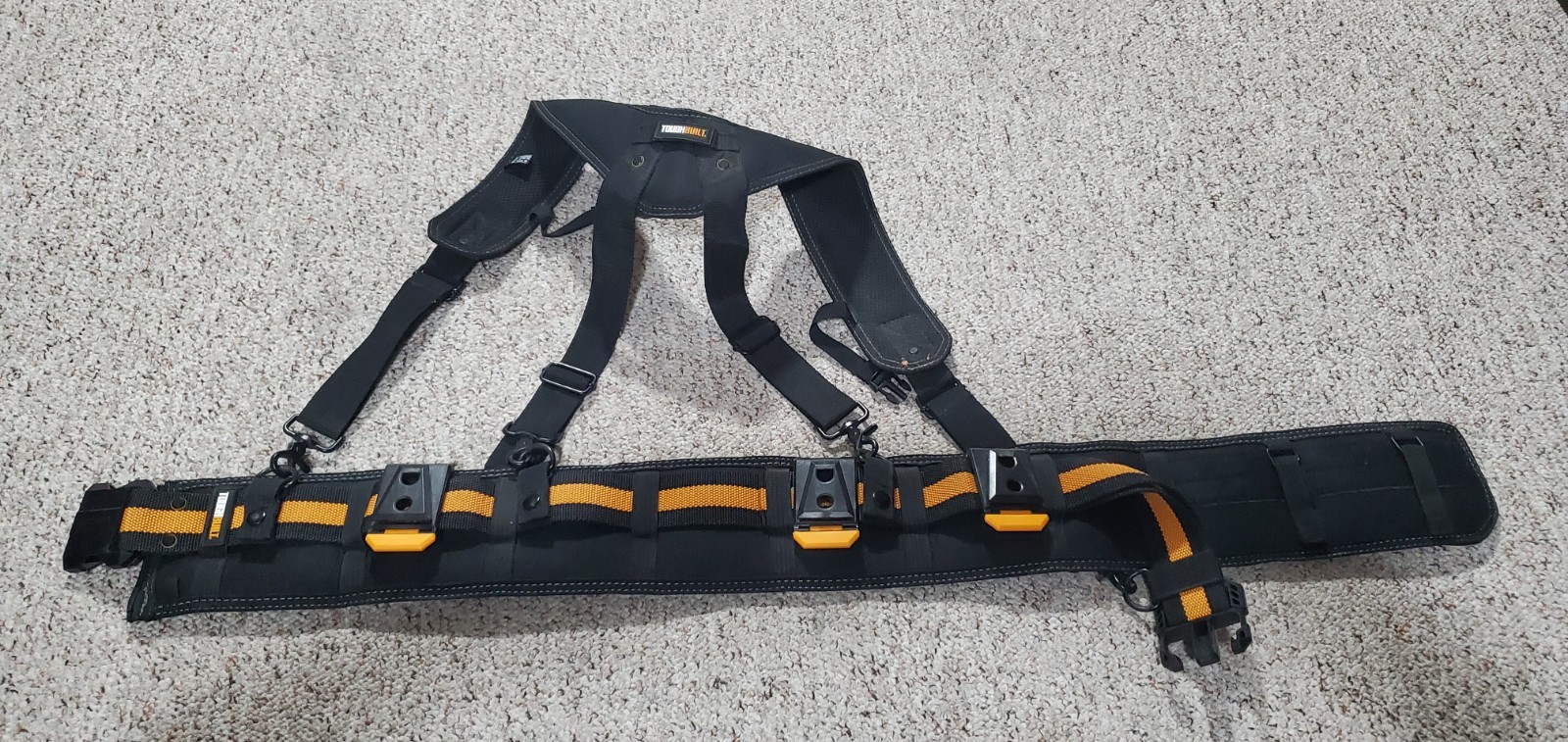 Toughbuilt Padded Electrician Handyman Tool Belt 2 Pouch w/Straps + Extra Pouch!