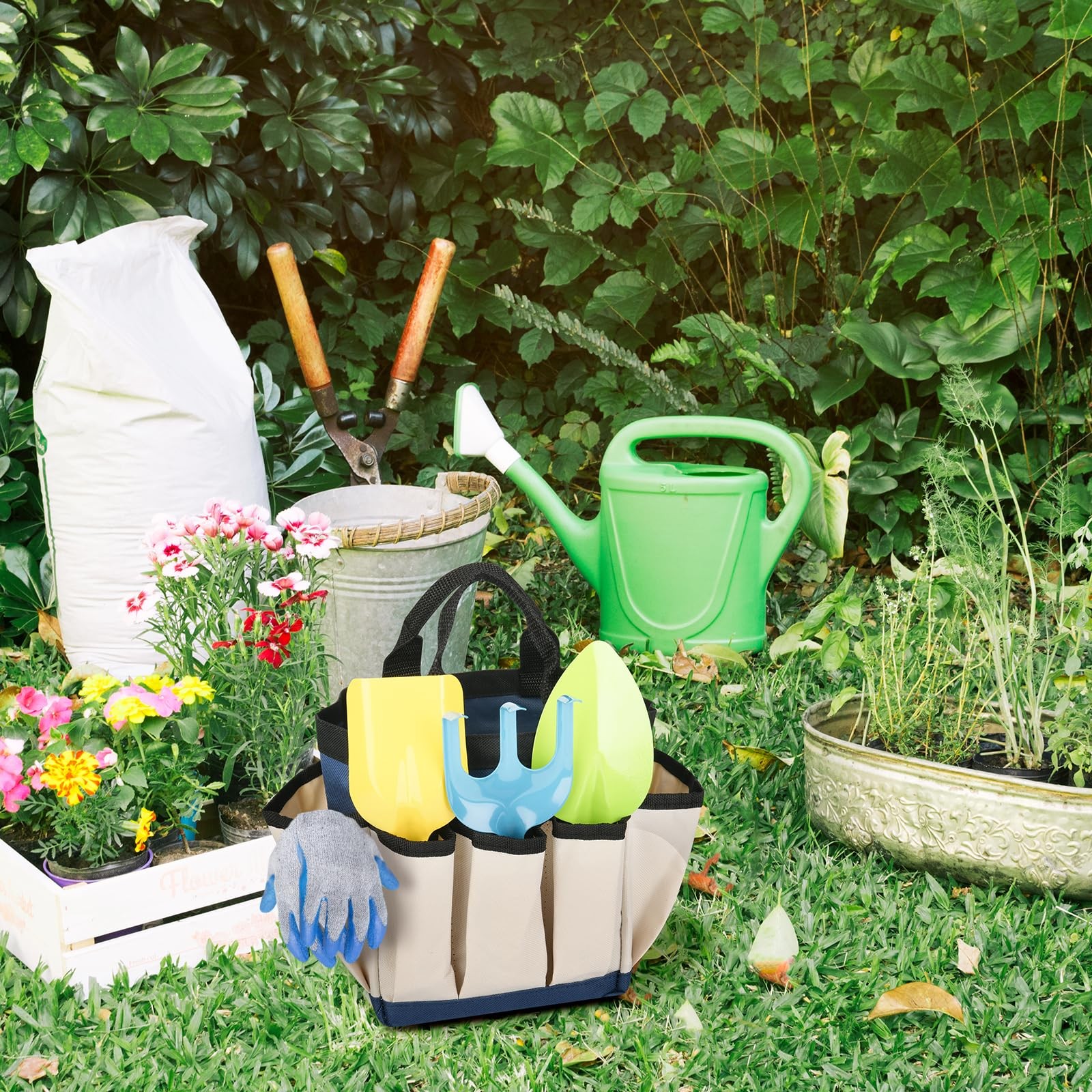 Small Garden Tool Bag Waterproof Gardening Hand Tool Storage Bag Heavy Duty Oxfo