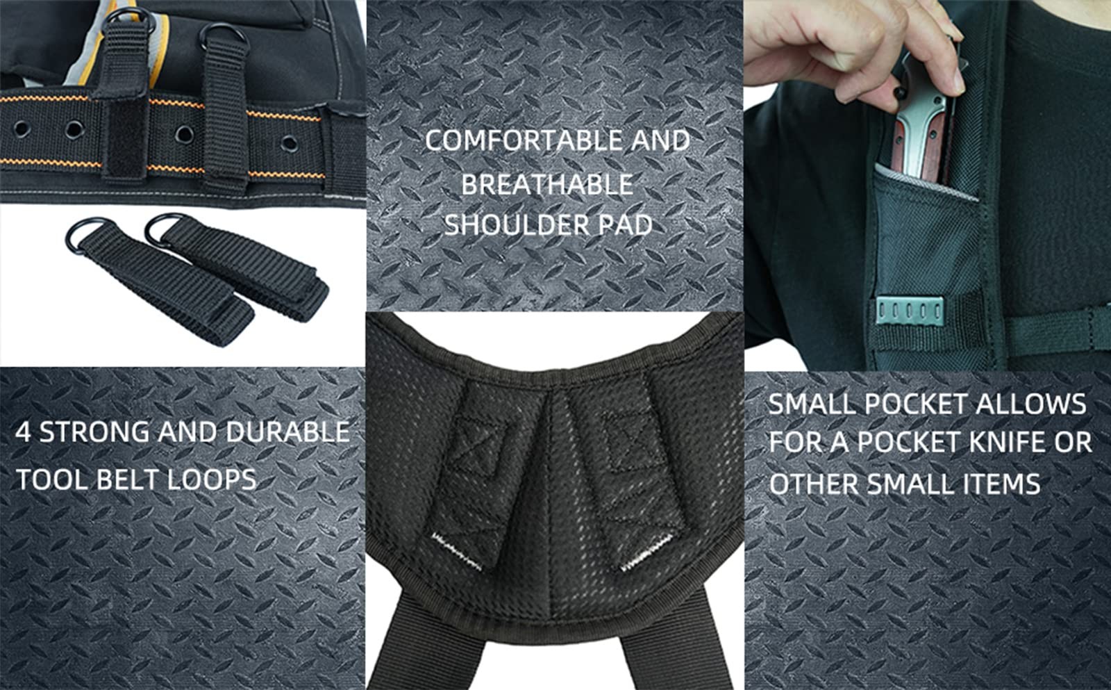 KUNN Tool Belt Suspenders Padded Carpenter Construction BLACK, Black