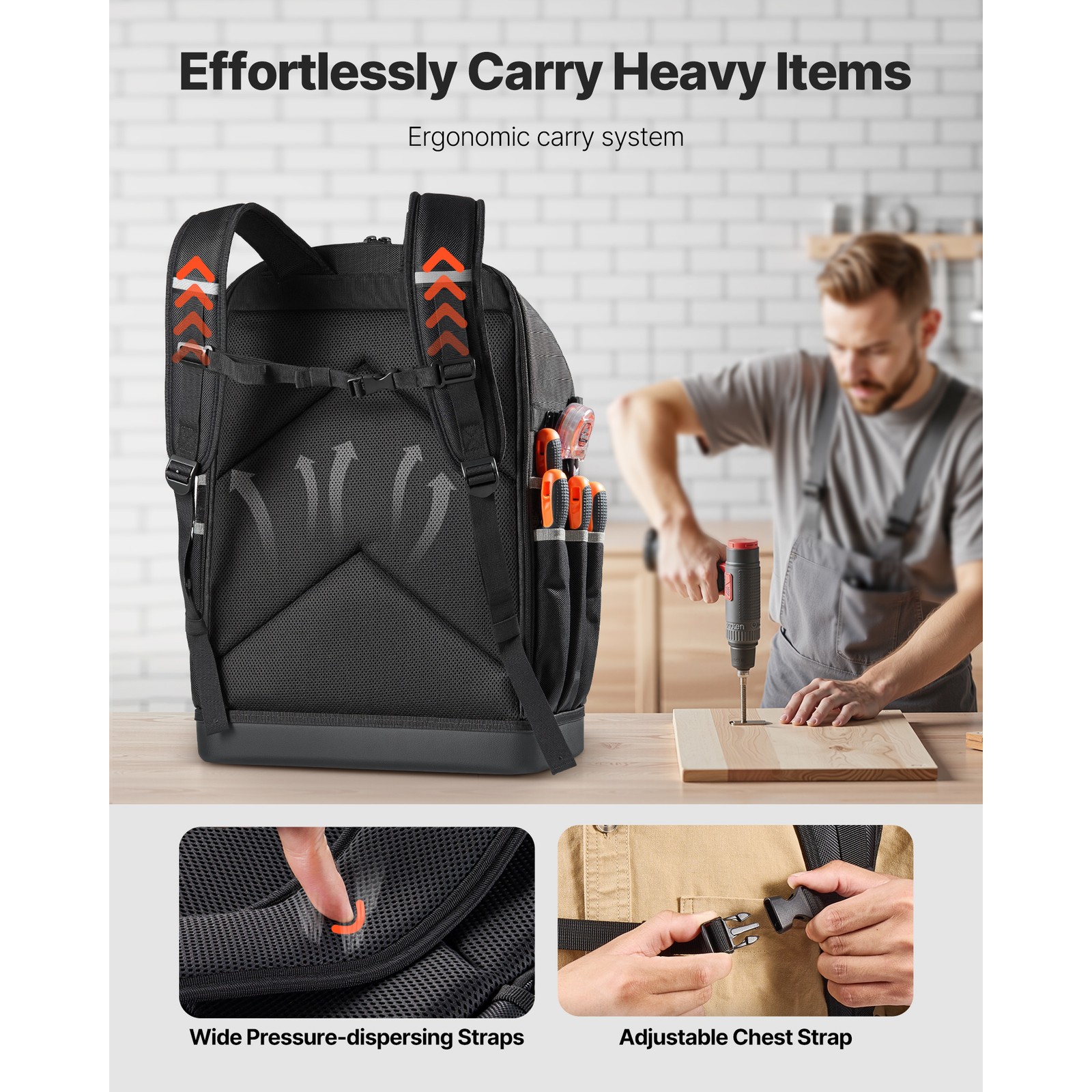 Uimoso Tool Backpack with 56 Pockets, Water-Resistant Design for Electricians