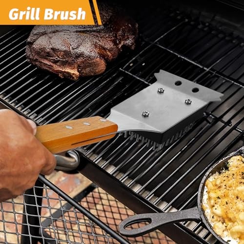 Grill Utensils Set with Brush – 5pcs Grilling Tools Set Wood Handle – 5PCS SET