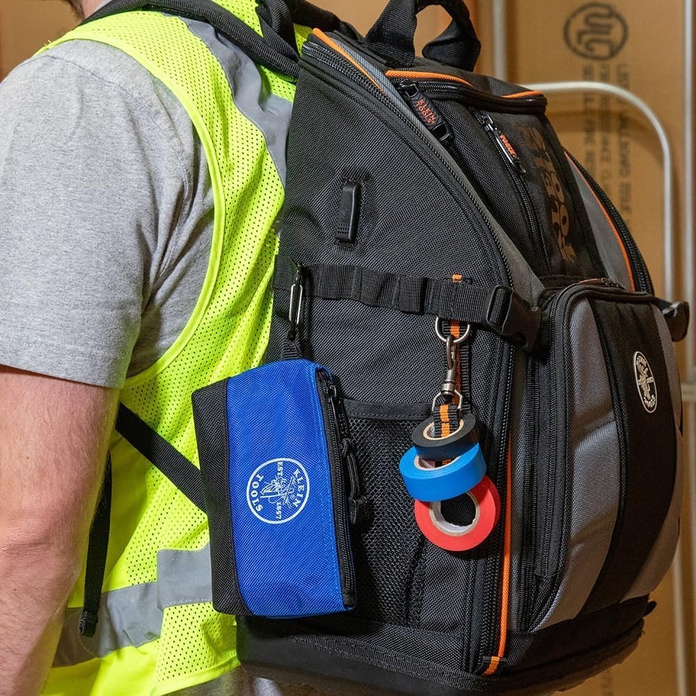 Klein Tools 62482 Tool Backpack,Tool-Station Pro Heavy-Duty Organizer 27 Pockets