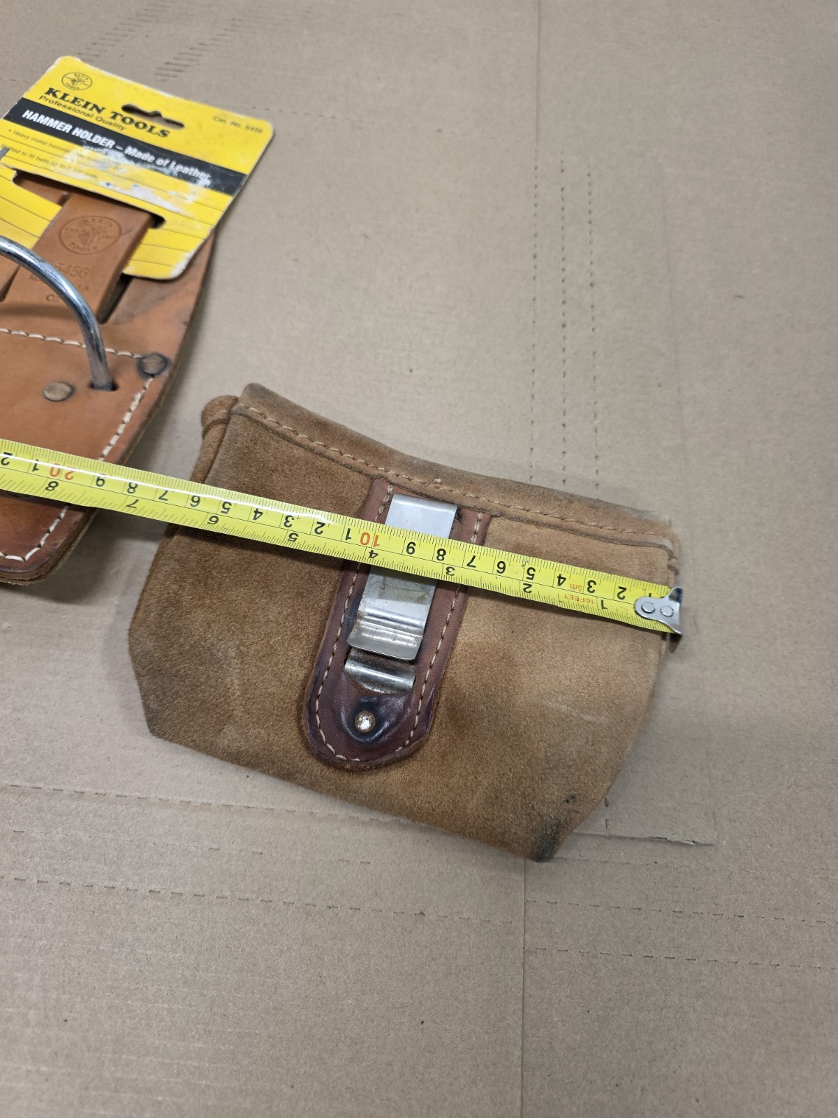 Vintage AWP Suede Leather Pouch Bag Made In Mexico Brown Clip On + Klein 5456