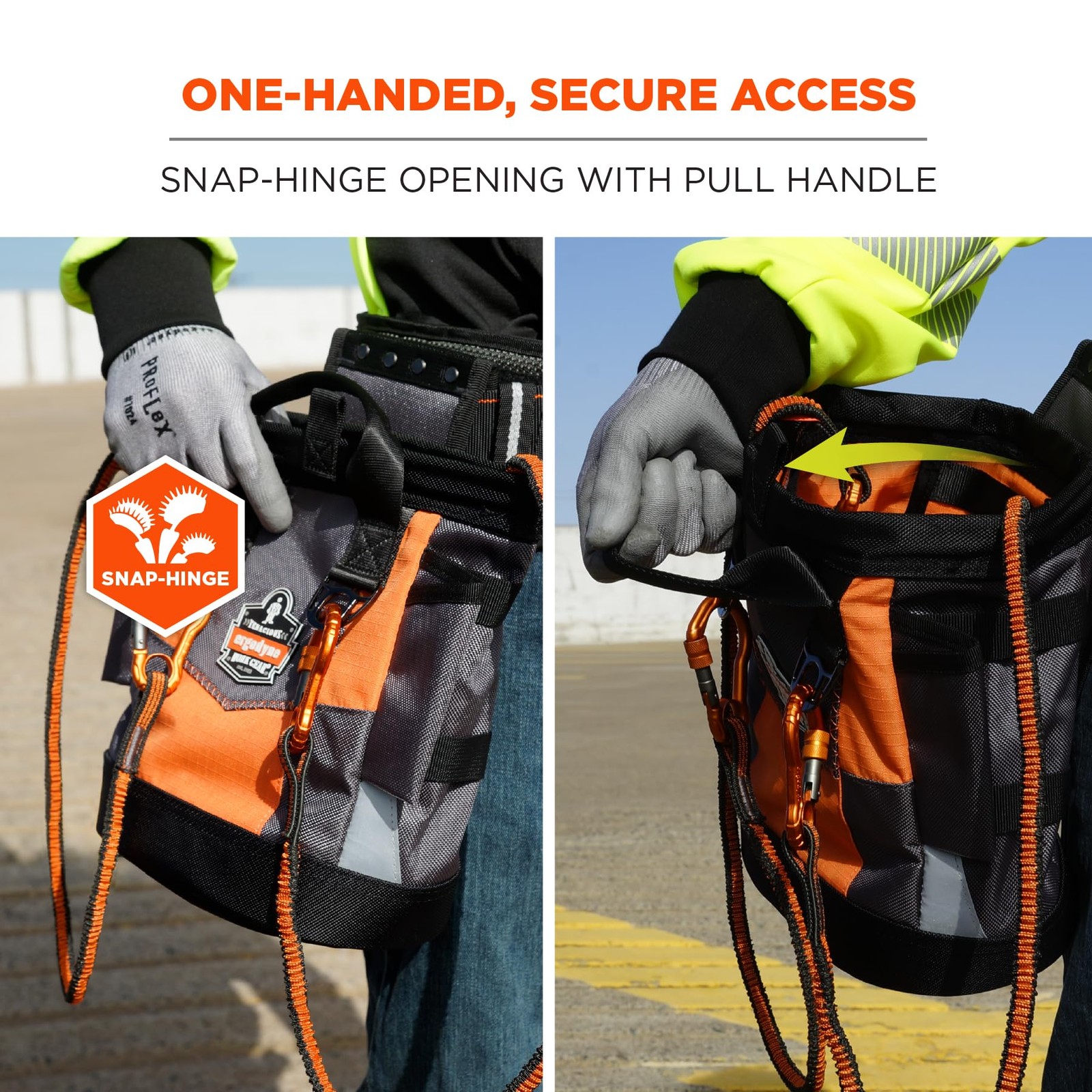 Arsenal 5527 Topped Tool Pouch with Snap-Hinge Closure, Size, Black , Orange