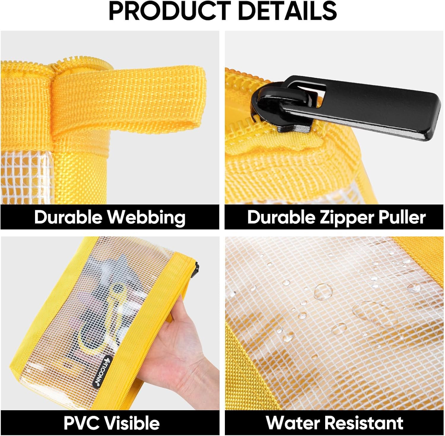 Tool Pouch, 1680D Oxford Small Tool Bag, Tool Pouches with Zipper, Clear