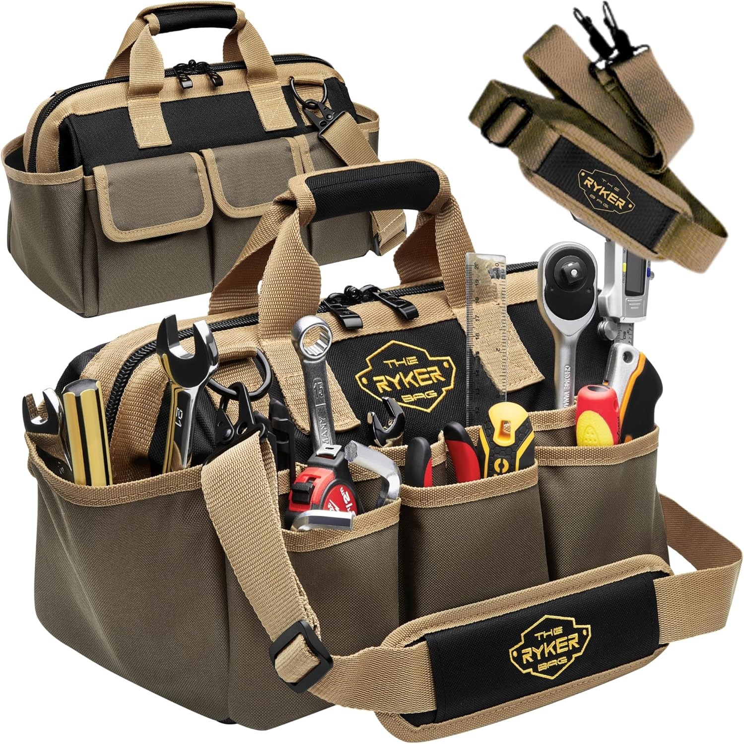 Ryker 14in Heavy Duty Tool Bag 22 Pocket Mechanic Plumber Organizer