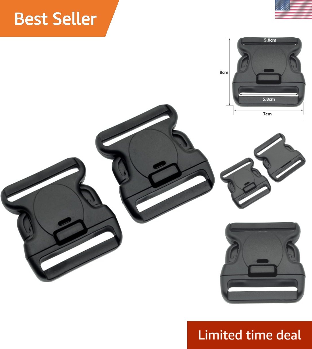 Durable 2-Pack Duty Belt Replacement Buckles – Triple Lock Design, Black Color