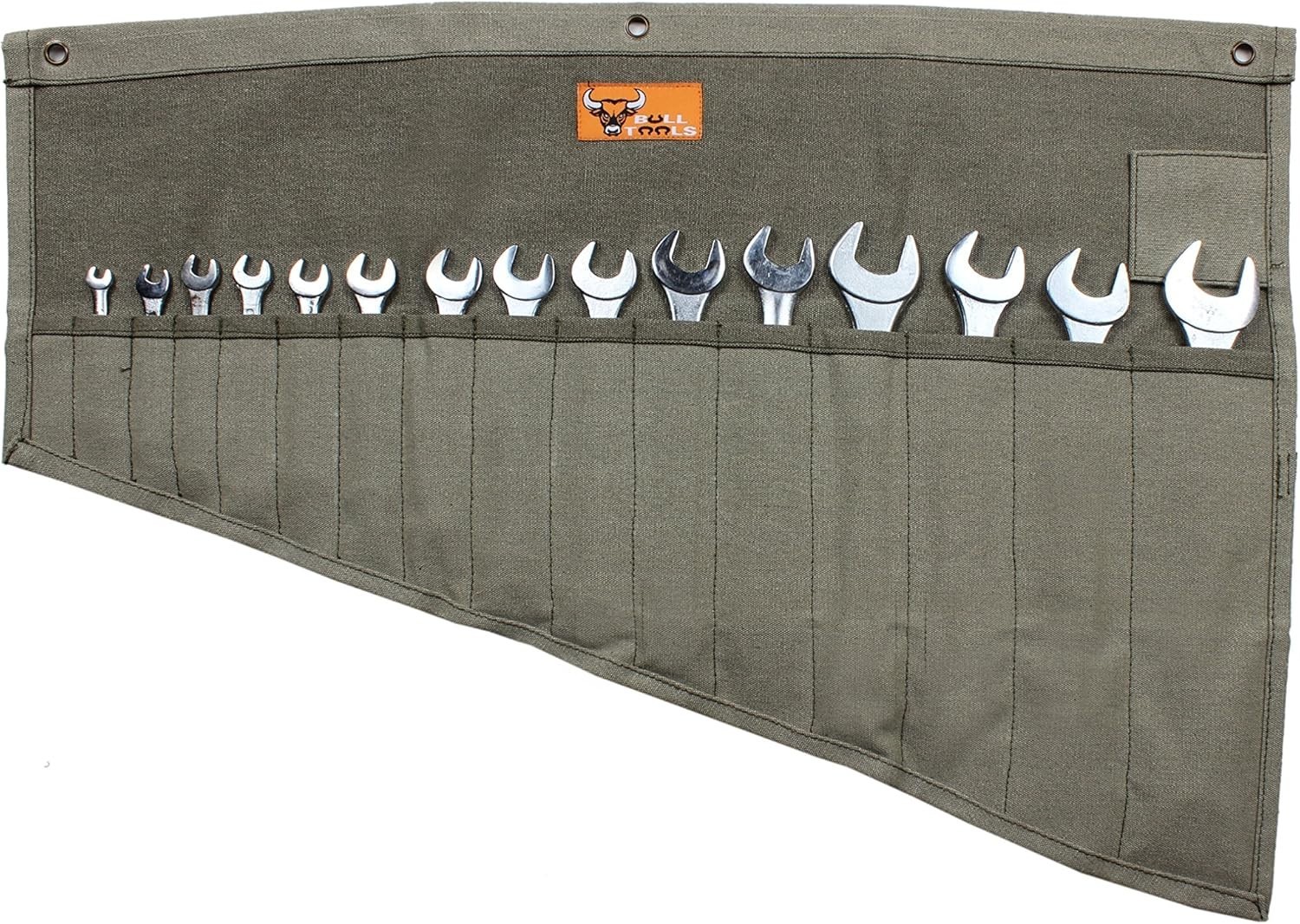 Roll Up Tool Bag Organizer, 16 Pockets, Metric & SAE Wrench Organizer