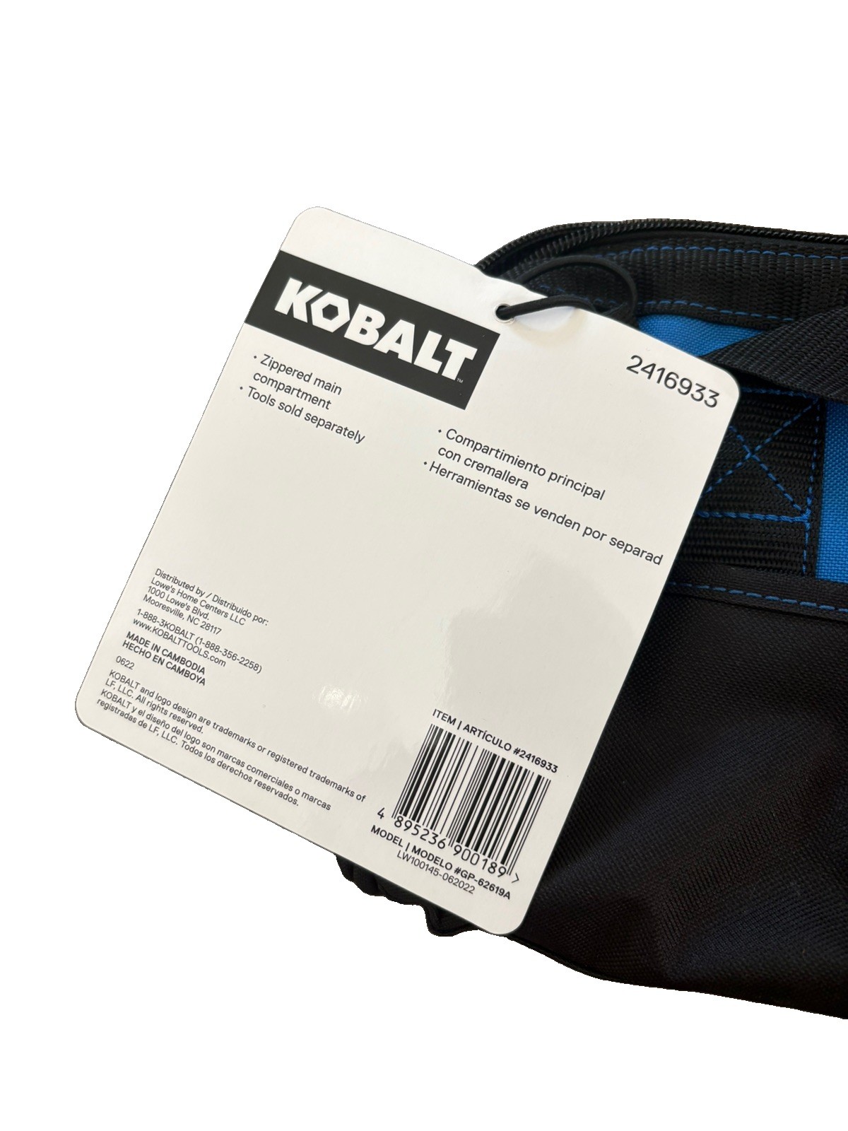 12″ Kobalt Black/blue Polyester 12-in W x 7-in D x 9-in L Tool bag – tool bag