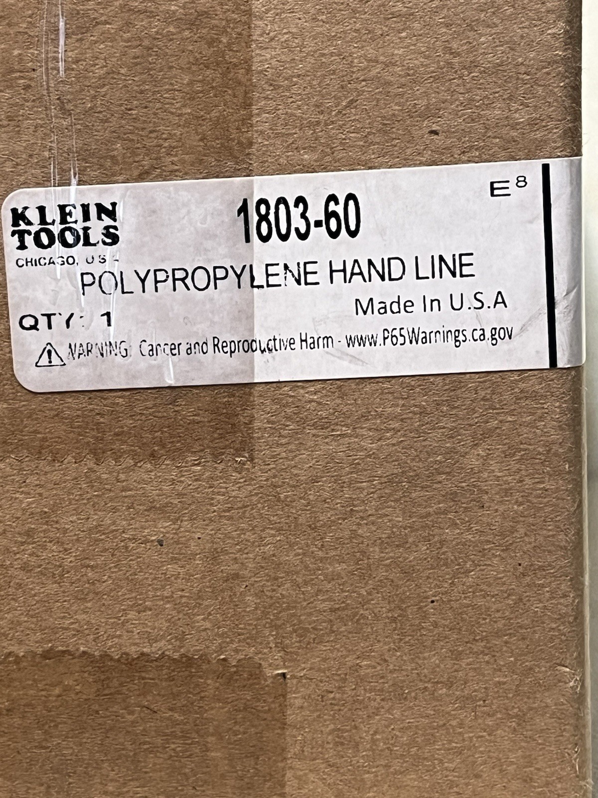 Klein Tools 1803-60 Polypropylene Hand-Line with Snap Hook [NEW]