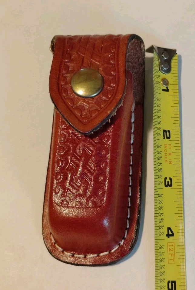 Leather Pocket Knife Sheath For Folding Blade Knives Case Belt Pouch Tooled