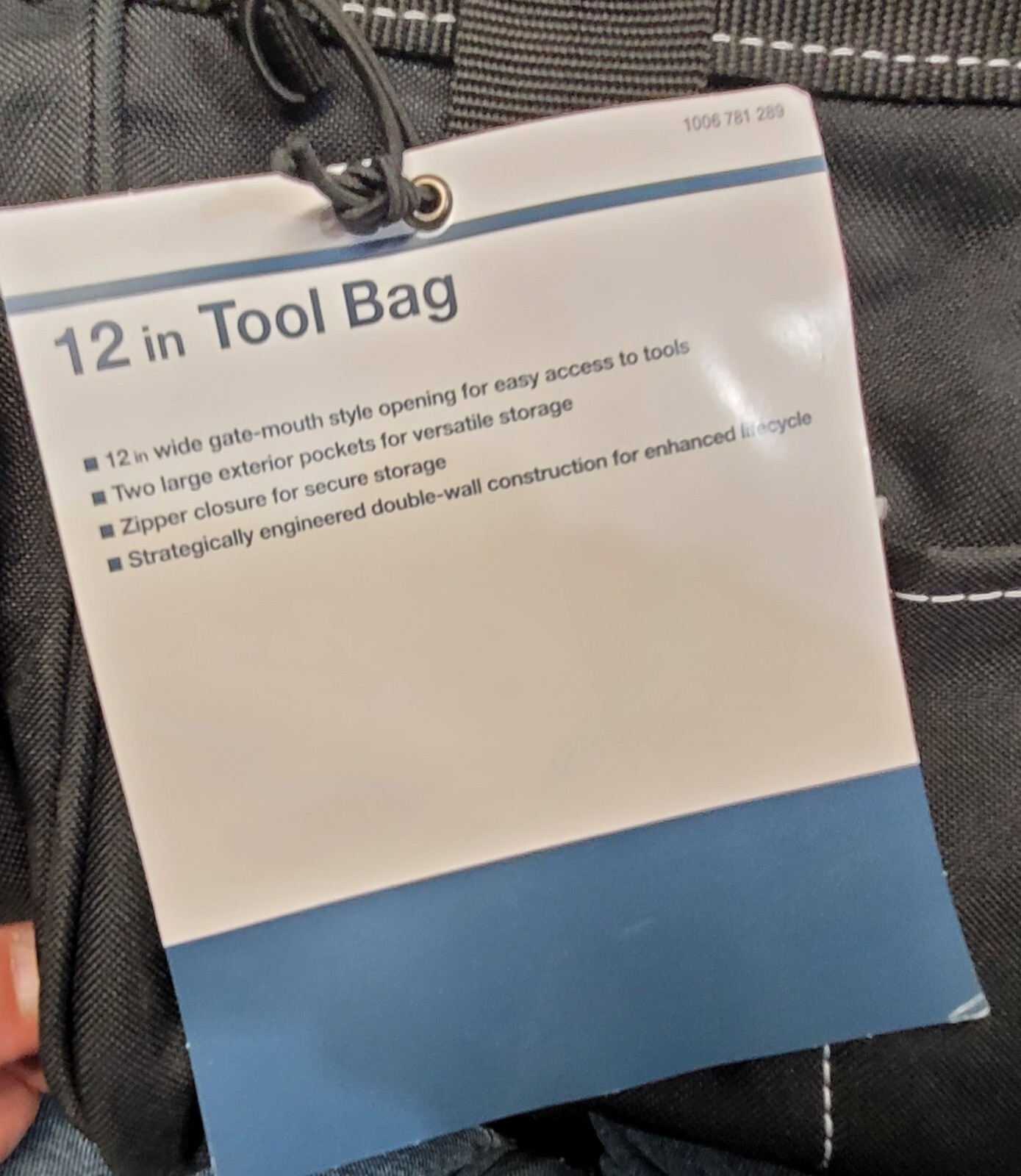 PRIVATE BRAND UNBRANDED 12 in. Black Work Tool Bag, Tool Storage Tote, 36C