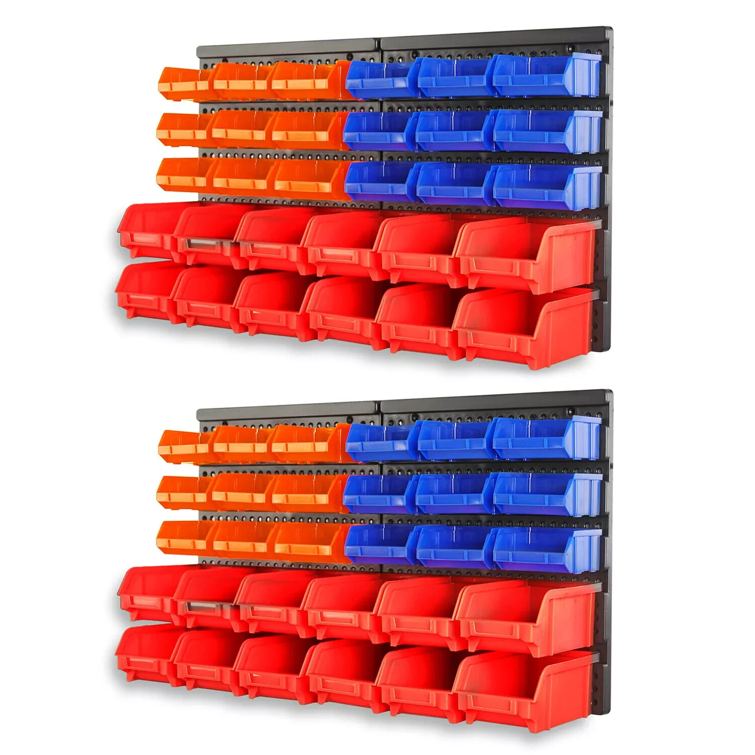 60 PC Bins Wall Mounted Storage Solution Rack Nuts & Bolts Organizer Small Parts
