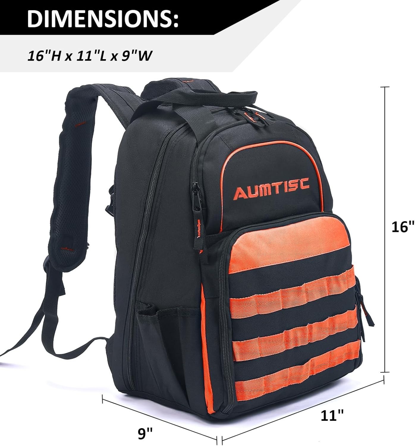 Water-Resistant Tool Organizer Backpack with Adjustable Strap & 49 Pockets