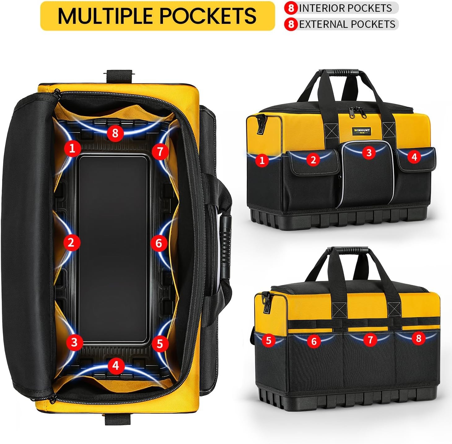 WINHUNT Tool Bag, 16-inch Tool Organisers, 600 Denier Large Tool Bag for Home…