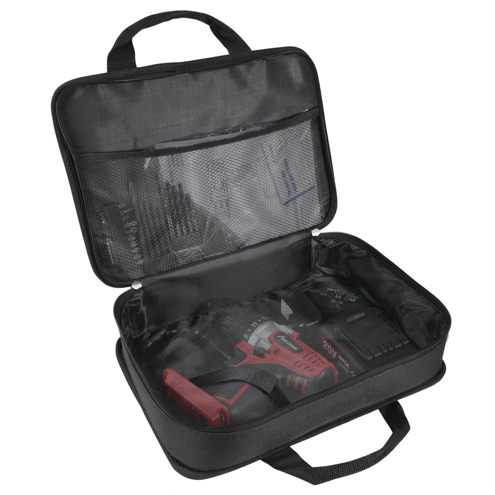 12″ Tool Storage Bag – Soft Canvas Carrying Case for Cordless Drill & Tools, Mes