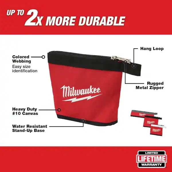 Milwaukee 14 in., 8 in. and 6 in. Multi-Size Zipper Tool Bags in Red (3-Pack)