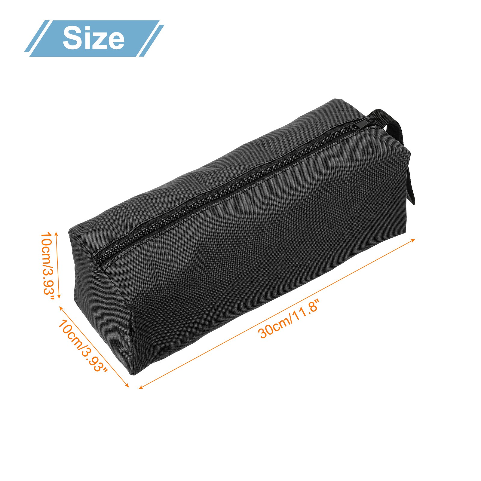 2pcs Zipper Utility Tool Bag 11.8x4x4 Inch Multi-purpose Tote Bag Black