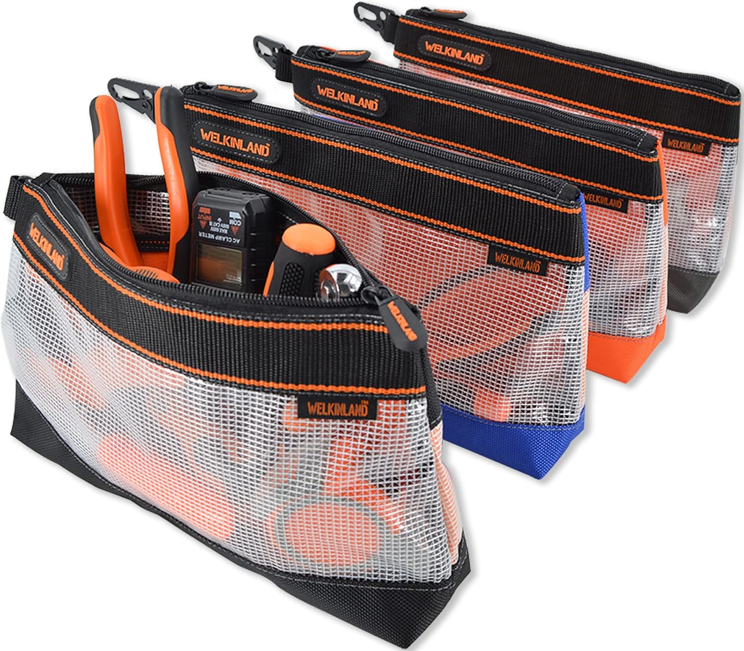 WELKINLAND Clear Tool Pouch, 4PCS Tool Pouches, 13″ Tools Pouch, Zipper Tool Pou