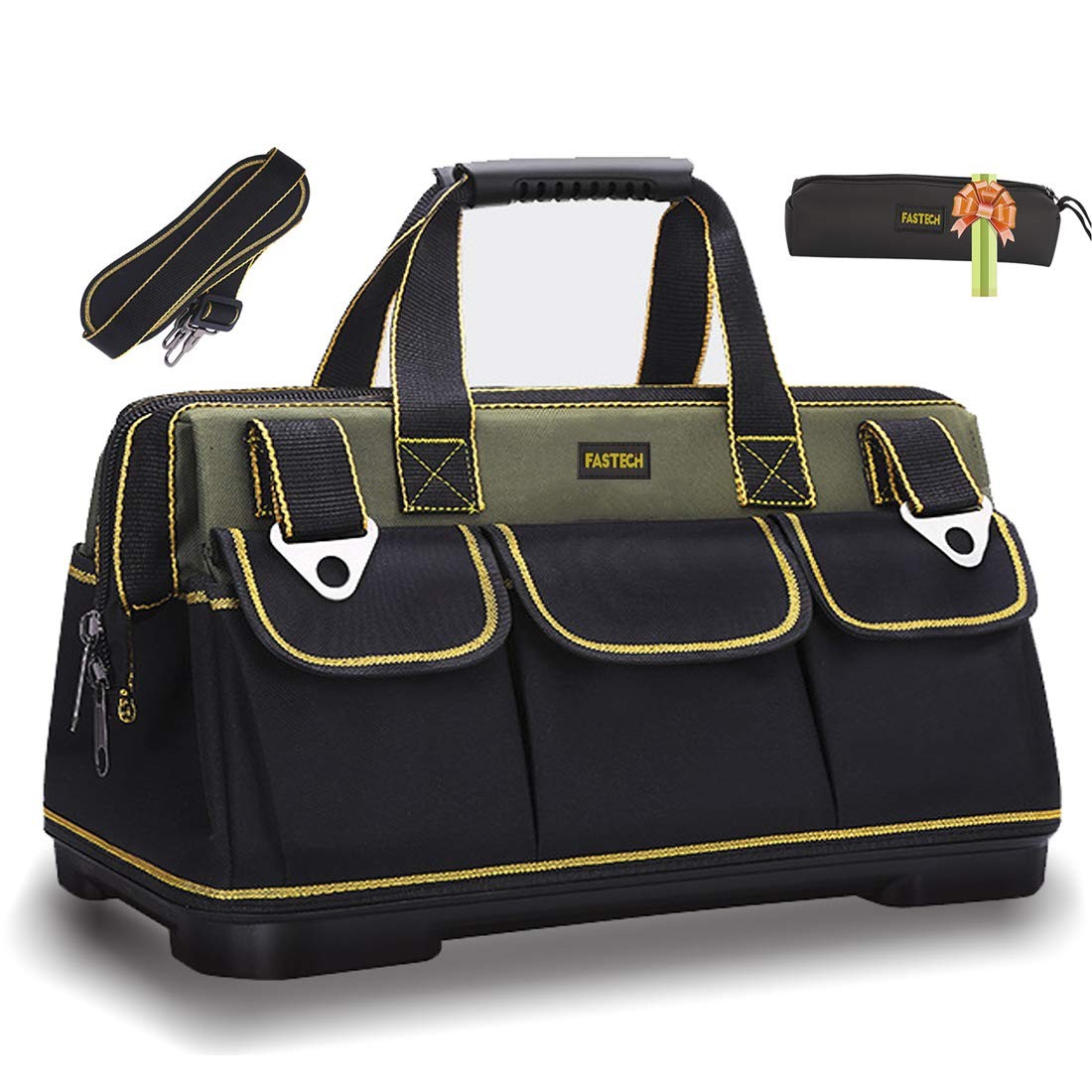 22-inch Wide Mouth Tool Bag with Water Proof 22 inch-Black, Black
