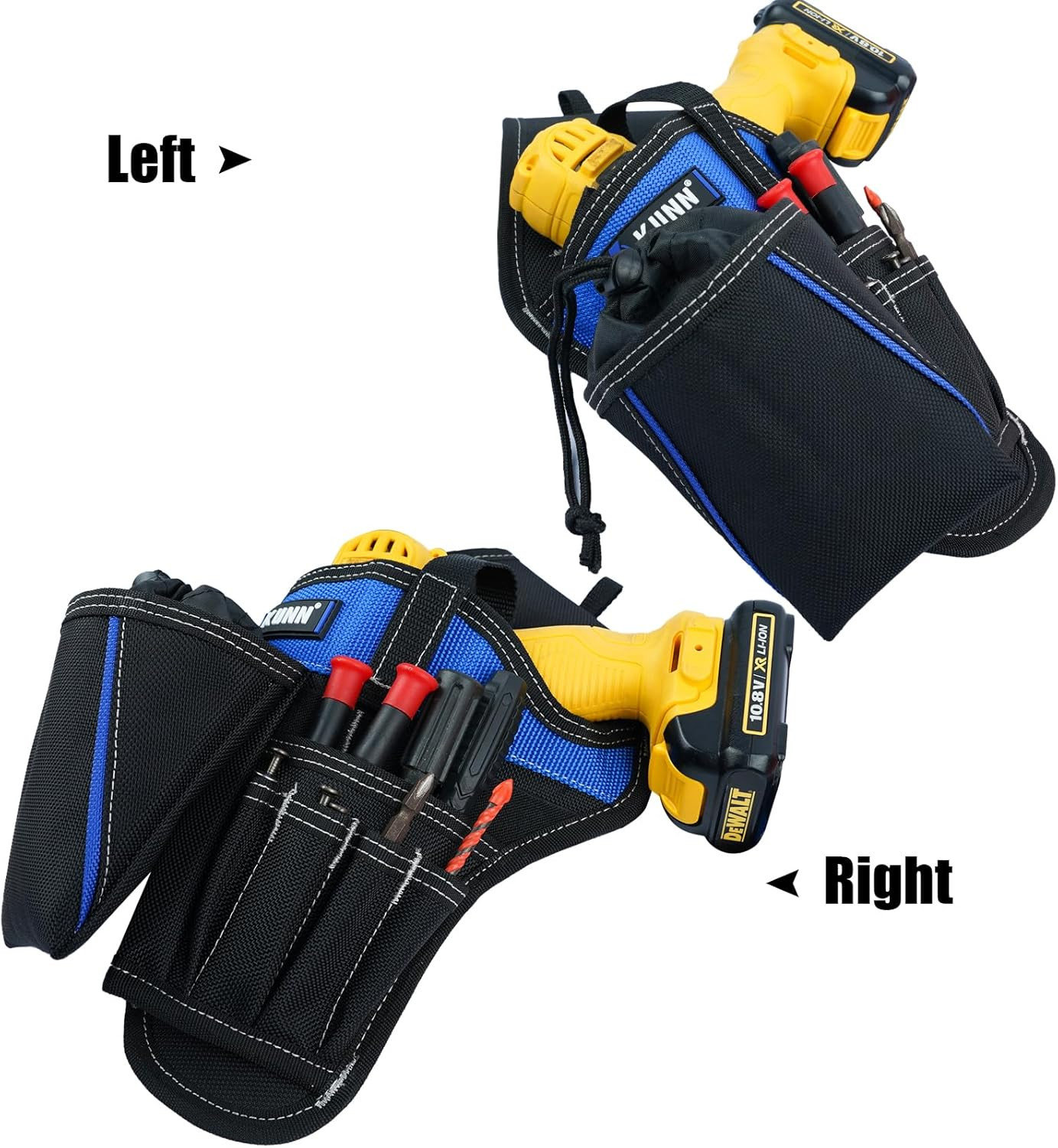 3-In-1 Left-Handed Drill Holster Set with Tool Belt and Magnetic Wristband, Cord