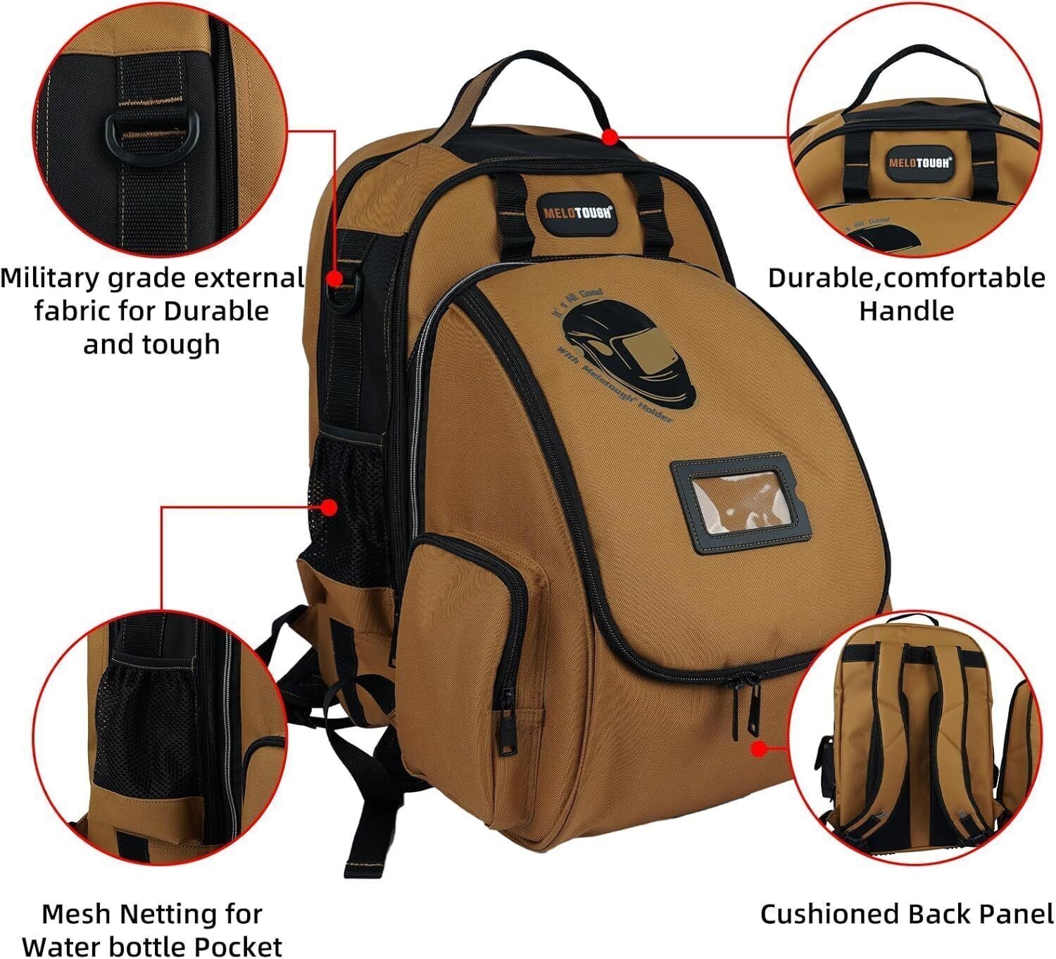Welding Tool backpack for Tools and Helmet Extreme Gear Pack with Large Capacity