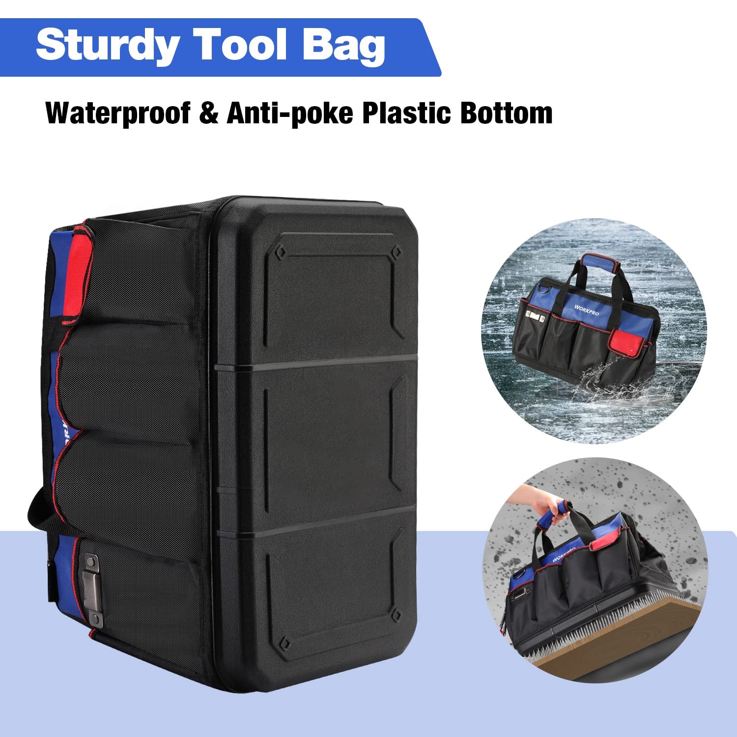 Waterproof 18 Inch Workpro Tool Bag Open Top Heavy Duty Tool Storage with