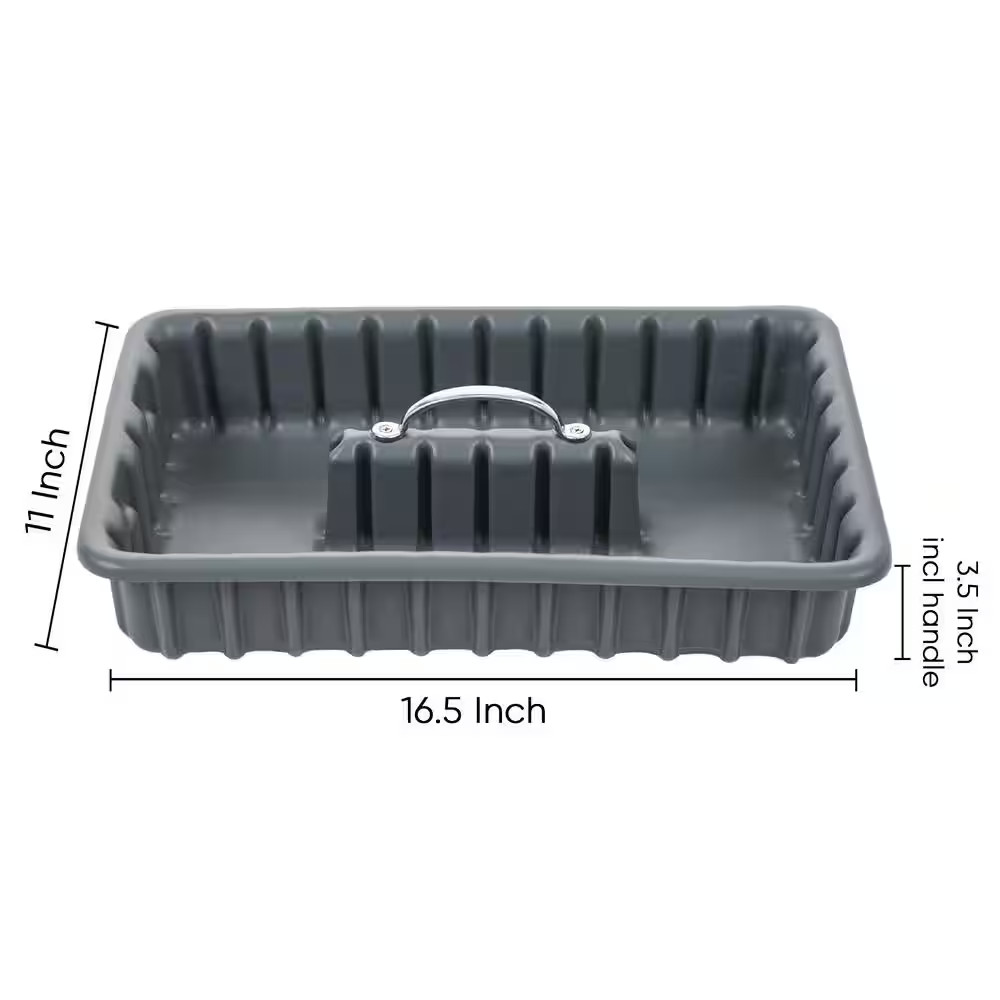 Professional Grade 17 In. Gray Polyethylene Tote Tray with 6-Dividers