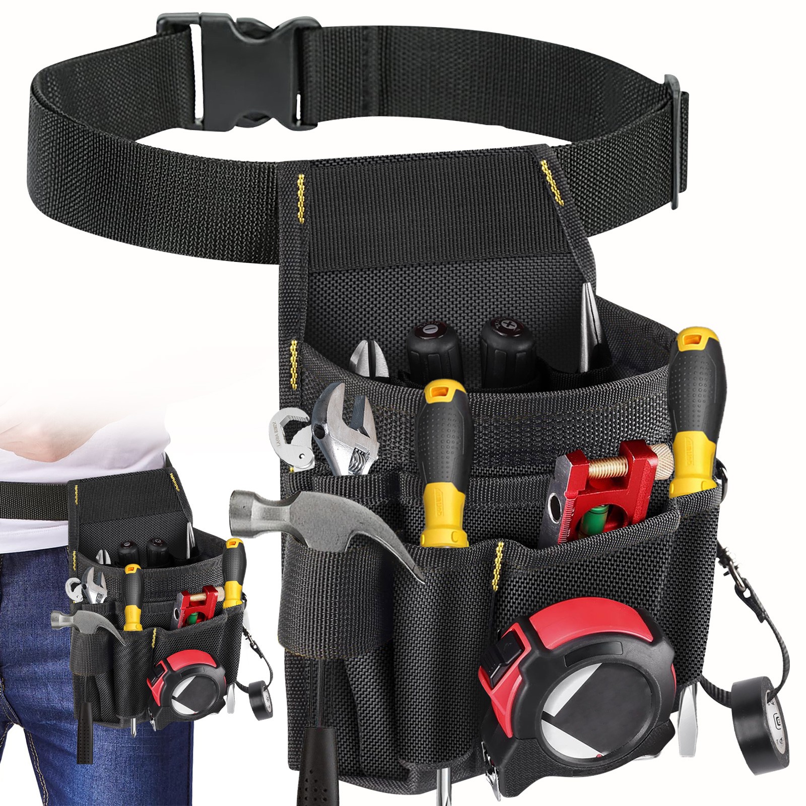 11 Pocket Tool Waist Organizer Waterproof Oxford Pouch with Adjustable Belt Gift