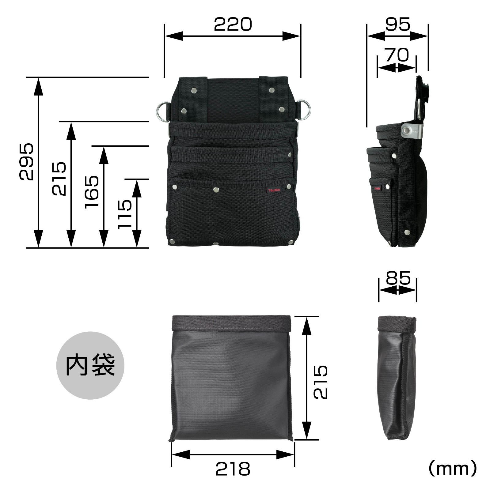 TAJIMA Waist Tool Holder Nail Pouch 3-Tier SFKBNC-KG3L2H Large Size VIETNAM