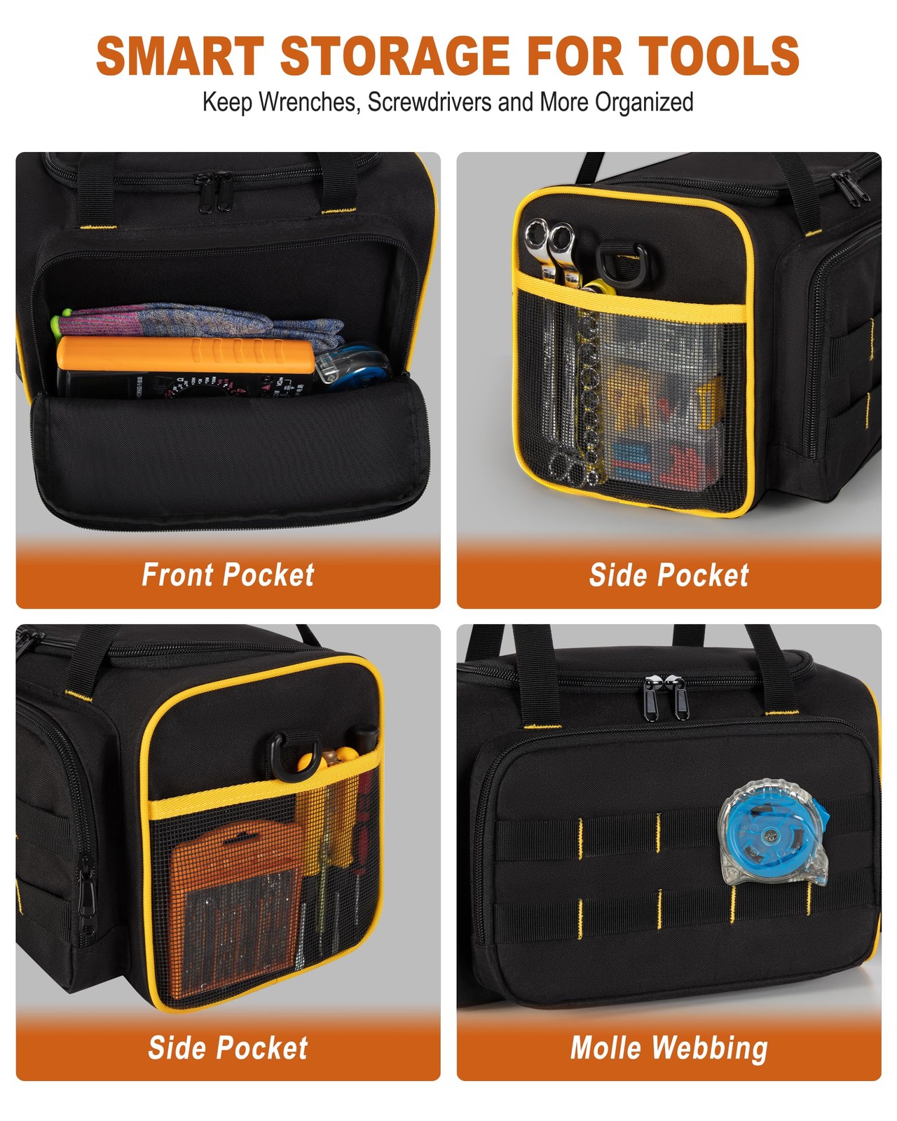 Marscamd 12-inch Tool Bag with 12 inches x 7 x 7 inches, Black