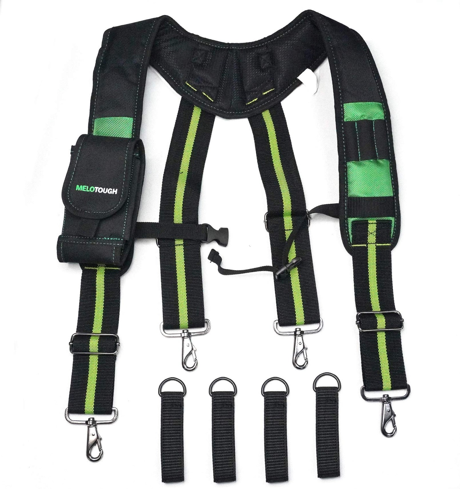 Tool Belt Suspenders Construction Work Detachable Phone Holder Foam Pad Green