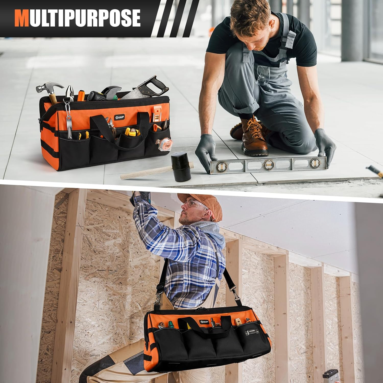 20″ Heavy Duty Tool Bag w/ 16 Pockets Zippered Tool Organizer Storage