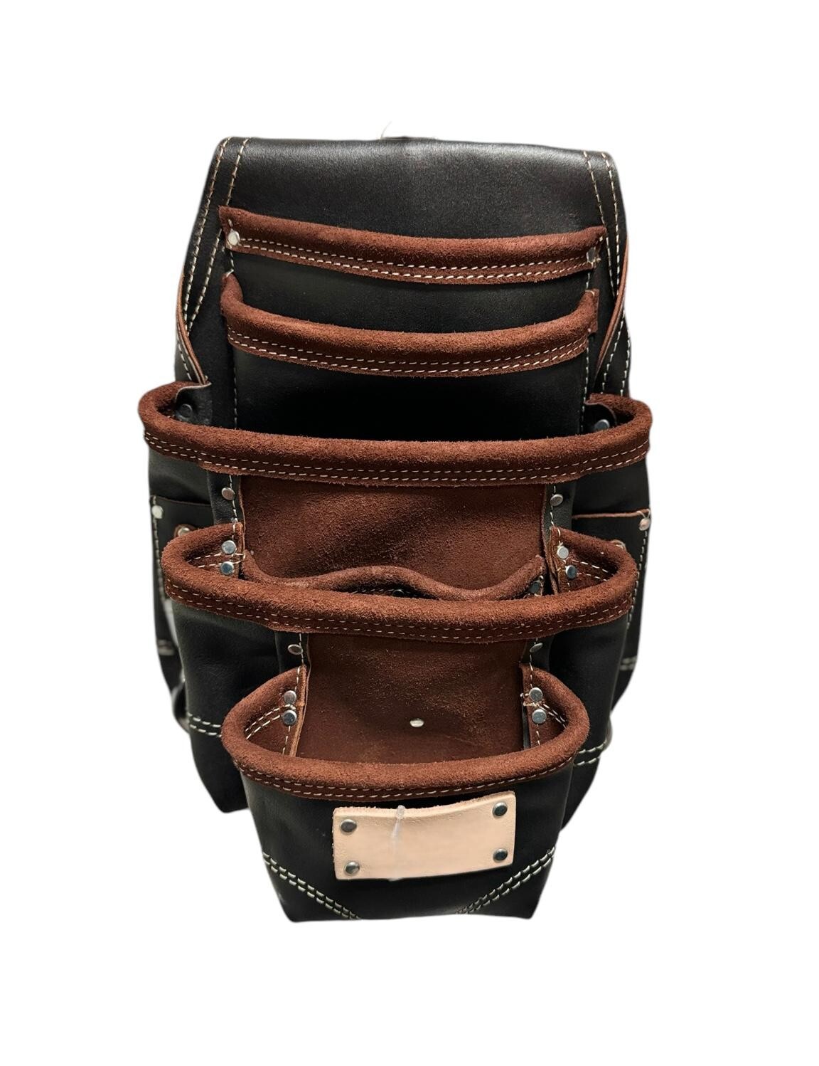 Big Extra Pocket Leather Tool Pouch Bag 2 Sided Hammer Holders