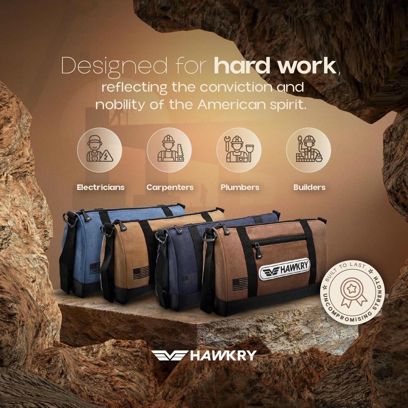 HAWKRY Canvas Tool Pouch Set (4 Pack) – Heavy Duty Tool Organizer Bags with