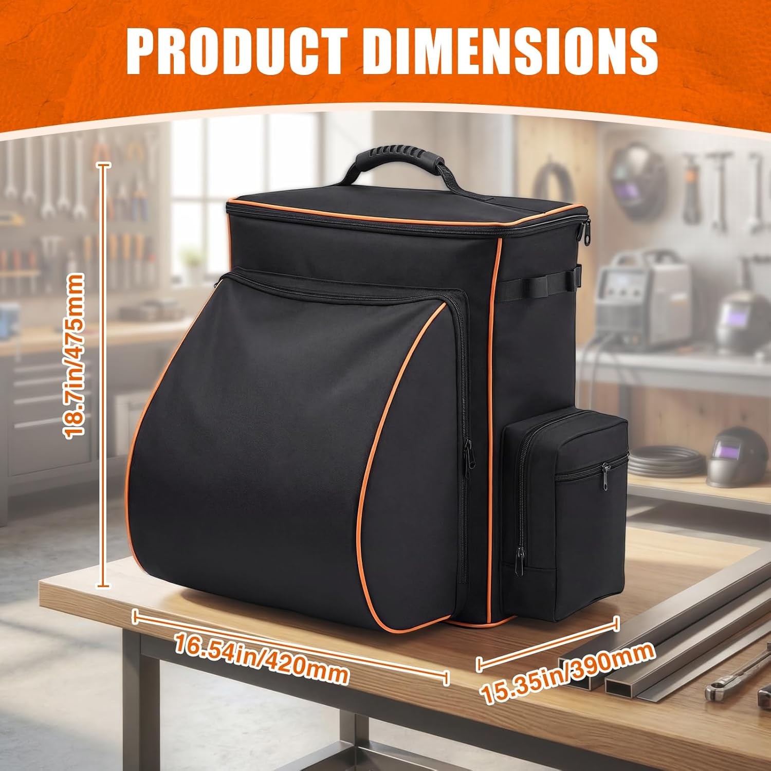 35.6L Welding Backpack for Tools & Helmet, Heavy Duty Gear Pack
