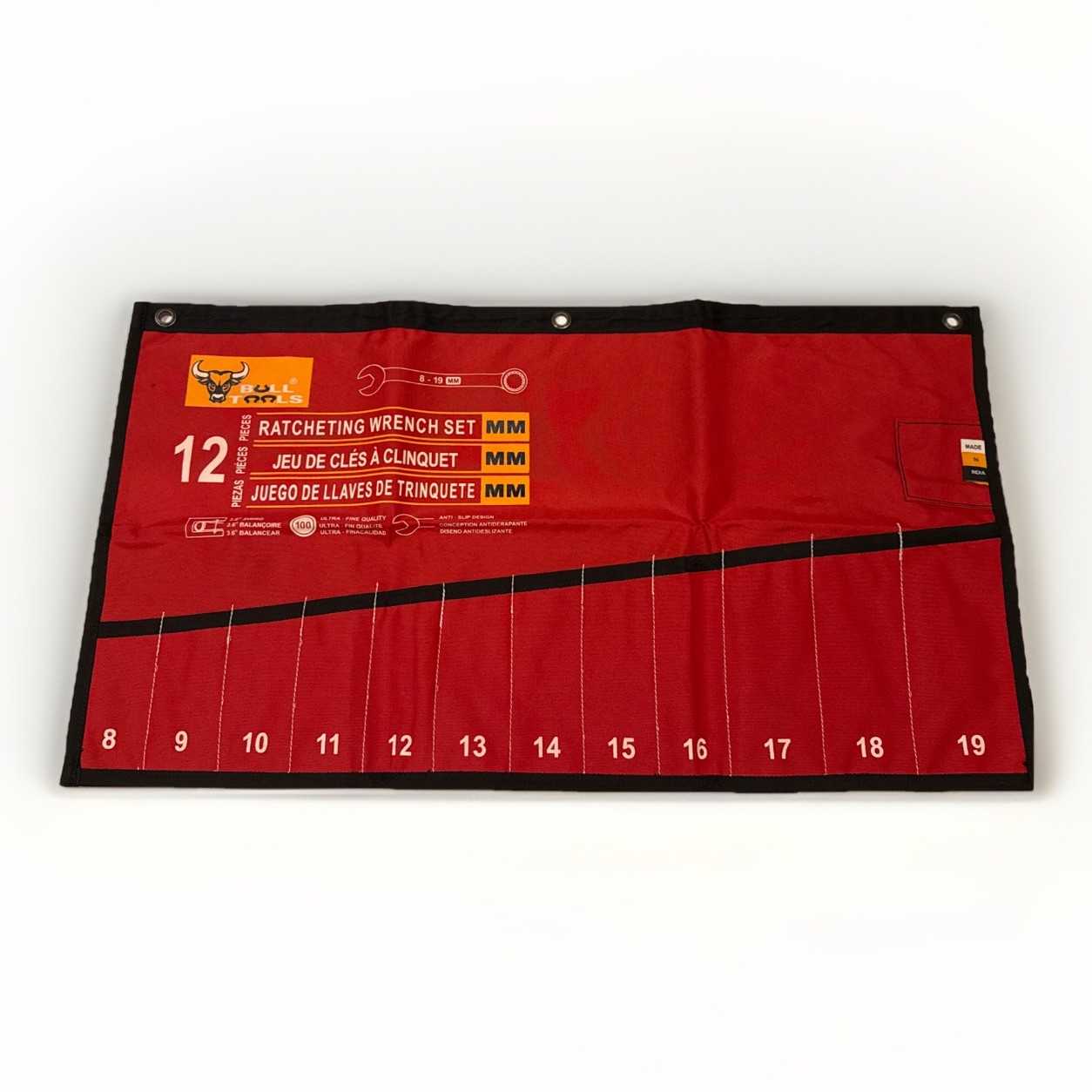 BULL TOOLS Roll-Up Tool Bag 12 Pocket Heavy-Duty Medium (12 – PKT), Red