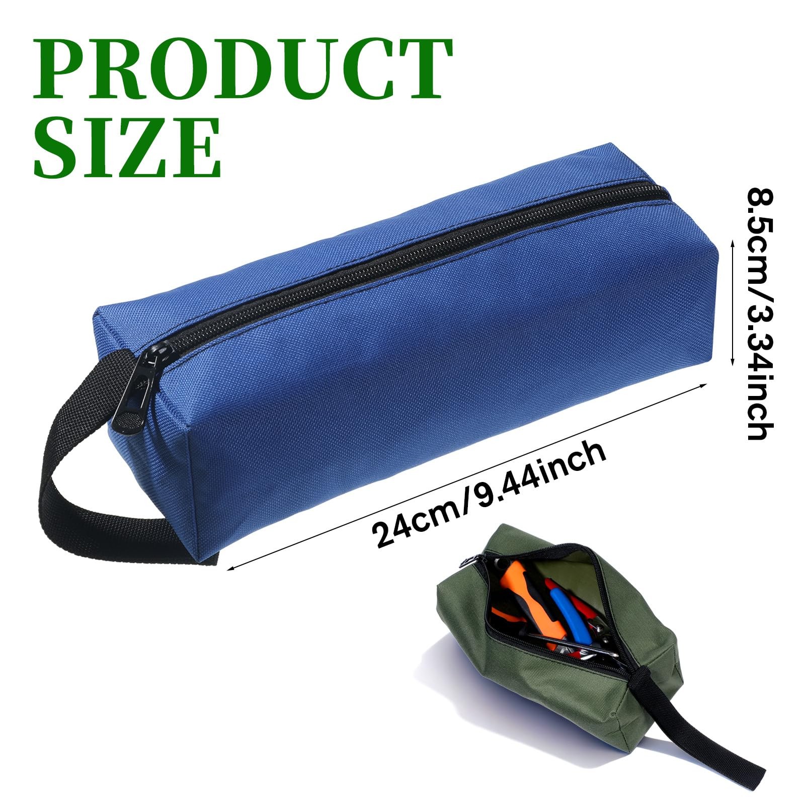 2 Pack Canvas Tool Pouch with Zipper Multi-Purpose Utility Tool Bag