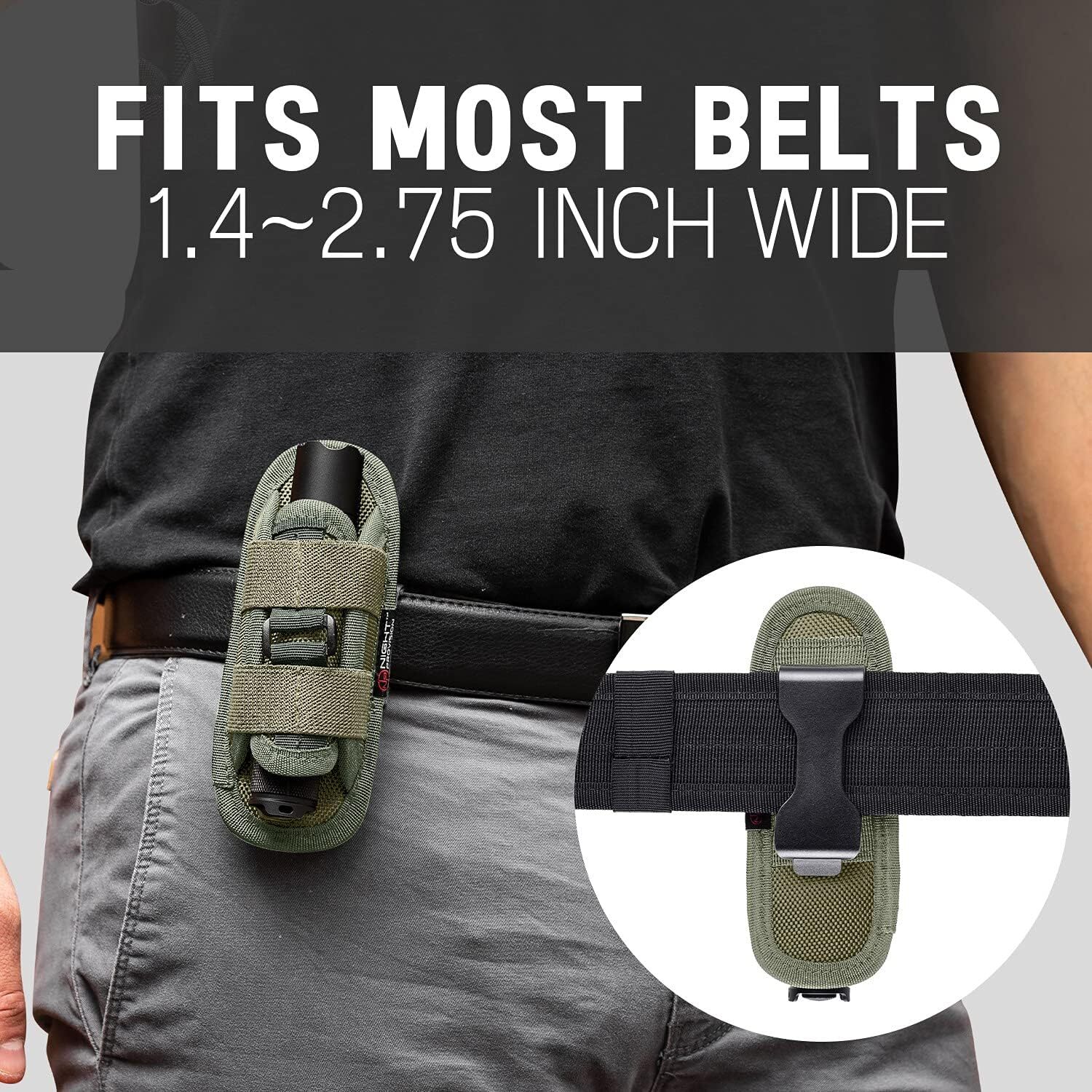 Tactical Flashlight Pouch Holster 360° Rotatable Flashlight Holder Bag Belt Clip