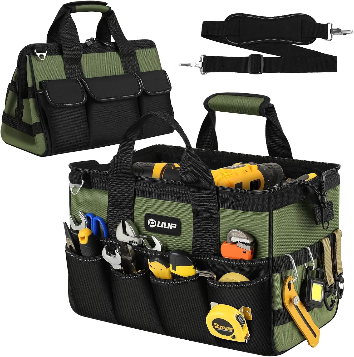 Heavy Duty Tool Bag 15-Inch, 16-Pocket Portable Empty Tool Box Organizer