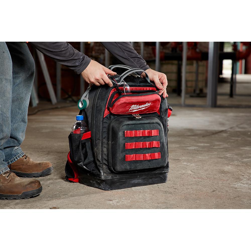 Milwaukee Jobsite Backpack 15-In Hardshell Protected Storage Organizer Tool Bag